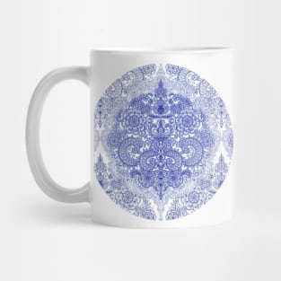 Happy Place Doodle in Cornflower Blue, White & Grey Mug